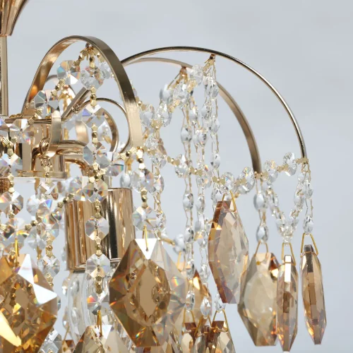 Люстра подвесная Бриз 111014504 DeMarkt янтарная прозрачная на 4 лампы, основание золотое в стиле классический  фото 8