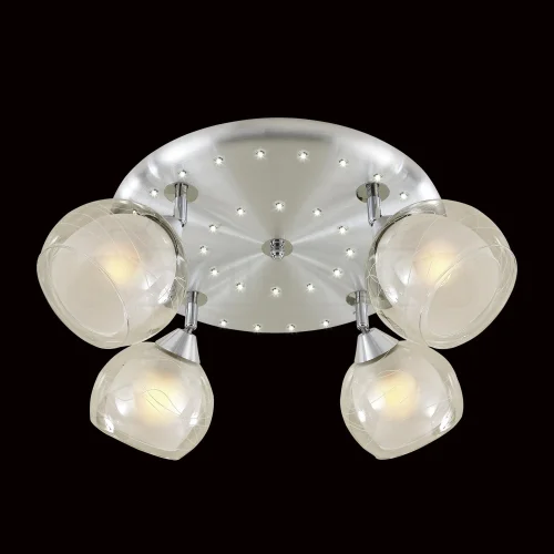 Люстра Самба+LED потолочная CL158142 Citilux прозрачная белая на 4 лампы, основание серое хром в стиле модерн шар фото 2