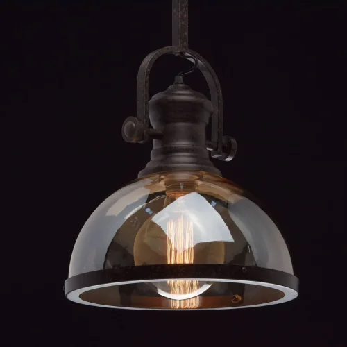 Светильник подвесной лофт Нойвид 682012001 MW-Light прозрачный янтарный на 1 лампу, основание чёрное в стиле лофт фото 2