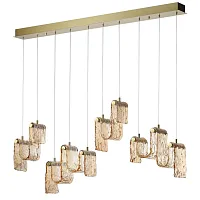 Светильник подвесной LED Flow 5105/52L Odeon Light янтарный на 1 лампу, основание золотое в стиле современный арт-деко линейный