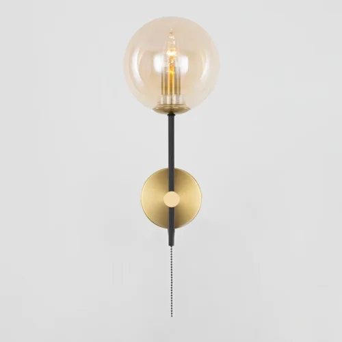 Бра с выключателем Лорен CL146413 Citilux янтарный на 1 лампа, основание бронзовое в стиле современный молекула шар фото 3