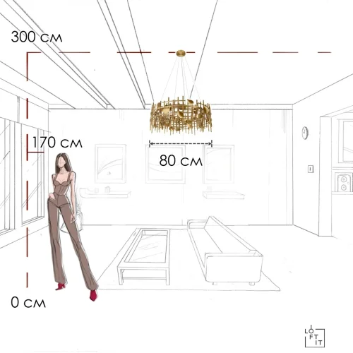 Светильник подвесной Escama 10396/800C LOFT IT золотой на 8 ламп, основание золотое в стиле современный фото 10