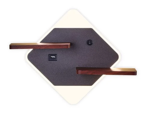 Бра с выключателем LED USB Wallers Wall FW101 Ambrella light коричневый на 1 лампа, основание коричневое в стиле хай-тек современный с полкой фото 2