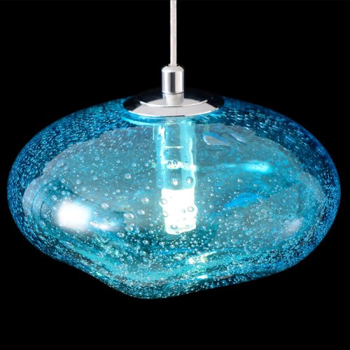 Светильник подвесной FORMLESS SP1 BLUE Crystal Lux голубой на 1 лампу, основание хром в стиле современный выдувное фото 3