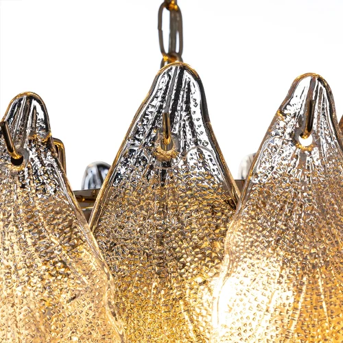 Люстра подвесная Felicita A4080LM-6GO Arte Lamp прозрачная янтарная на 6 ламп, основание золотое в стиле современный флористика  фото 3