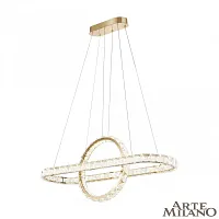 Люстра подвесная LED с пультом AM-Venezia 311311/L1000 GD Arte Milano прозрачная на 1 лампу, основание золотое в стиле современный кольца с пультом