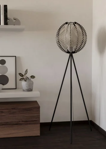 Торшер Waverton 44009 Eglo на треноге чёрный белый на 1 лампу, основание чёрное в стиле современный лофт фото 2