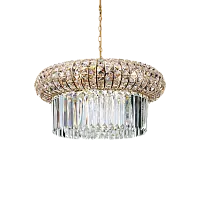 Люстра подвесная хрустальная NABUCCO SP12 Ideal Lux прозрачная на 12 ламп, основание золотое в стиле современный 