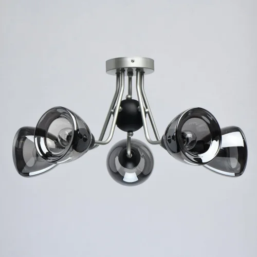 Люстра потолочная Вита 220012605 DeMarkt чёрная серая на 5 ламп, основание серебряное в стиле современный  фото 3