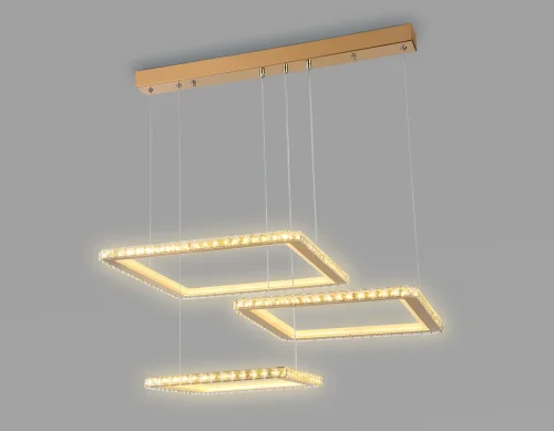 Люстра подвесная LED с пультом FA1761 Ambrella light прозрачная на 1 лампа, основание золотое в стиле современный хай-тек с пультом квадраты фото 5