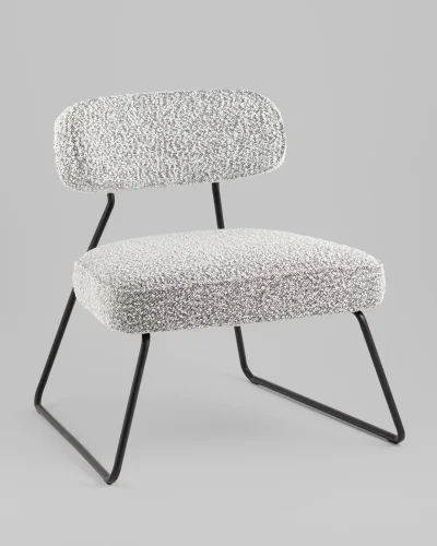 Кресло лаунж Kate, серый УТ000039357 Stool Group, серый/букле, ножки//чёрный, размеры - ****655*745мм