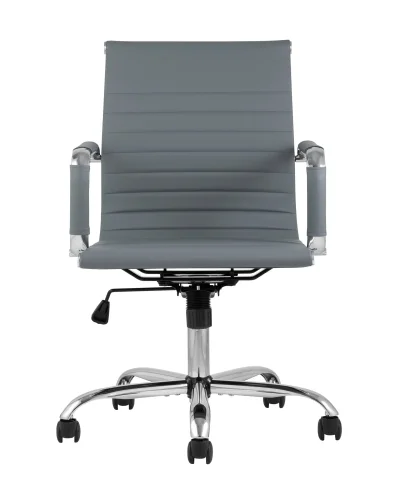 Кресло офисное TopChairs City S, серое УТ000001924 Stool Group, серый/экокожа, ножки/металл/хром, размеры - ****560*620 фото 4