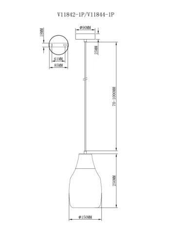Светильник подвесной Adalina V11842-1P Moderli золотой на 1 лампу, основание чёрное в стиле лофт современный фото 3