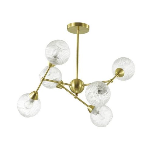 Люстра потолочная Everly 3752/6C Lumion прозрачная на 6 ламп, основание золотое в стиле модерн шар