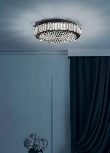 Люстра потолочная LED dimm Balparda 390248 Eglo прозрачная на 1 лампа, основание чёрное в стиле современный  фото 3