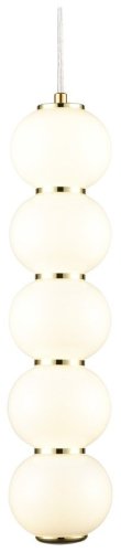 Светильник подвесной LED 244-306-05 Velante белый 1 лампа, основание золотое в стиле современный шар