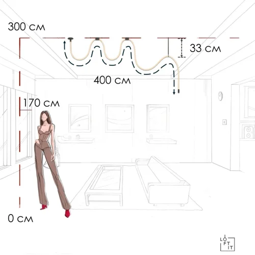 Светильник подвесной LED Thread 10388B Black LOFT IT белый на 1 лампу, основание чёрное в стиле хай-тек современный минимализм гибкий неон фото 6