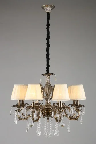 Люстра подвесная Catanzaro OML-30813-08 Omnilux бежевая на 8 ламп, основание бронзовое в стиле классический фото 3