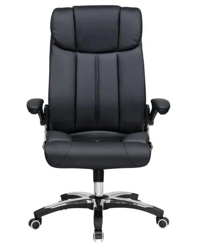Офисное кресло для руководителей 107B-LMR RONALD, цвет чёрный Dobrin, чёрный/экокожа, ножки/металл/хром, размеры - 1130*1190***720*720 фото 6
