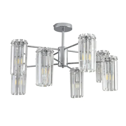 Люстра потолочная хрустальная Favla 8348/8C Lumion прозрачная на 8 ламп, основание хром в стиле классический  Люстра потолочная хрустальная Favla 8348/8C Lumion прозрачная на 8 ламп, основание хром в стиле классический
