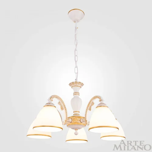 Люстра подвесная AM340837 340837/5 WT+G Arte Milano белая на 5 ламп, основание белое в стиле классический фото 3