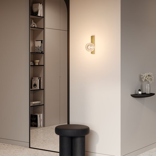 Бра Lunella MOD470WL-01BS Maytoni прозрачный на 1 лампу, основание латунь в стиле современный шар фото 2