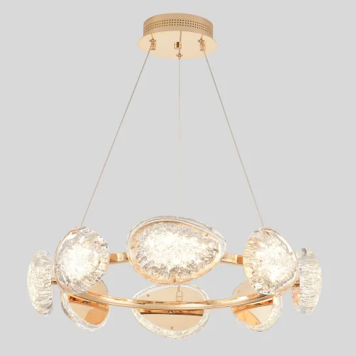 Люстра подвесная LED с пультом FELICIDAD SP64W LED Crystal Lux прозрачная на 1 лампу, основание золотое в стиле современный 