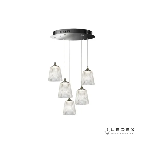 Светильник подвесной LED Flora WD8007-5 CR iLedex прозрачный 1 лампа, основание хром в стиле современный хай-тек каскад фото 3