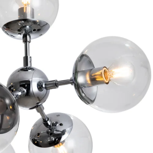 Люстра на штанге Bolla A1664SP-12CC Arte Lamp прозрачная на 12 ламп, основание хром в стиле лофт современный молекула шар фото 3
