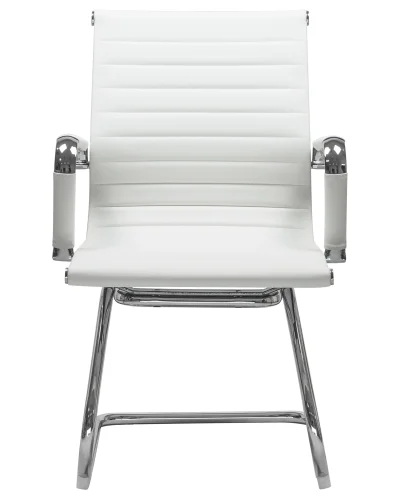 Офисное кресло для посетителей 102N-LMR CODY, цвет сиденья белый, цвет основания хромированная сталь Dobrin, белый/экокожа, ножки/металл/хром, размеры - ****535*600 фото 6