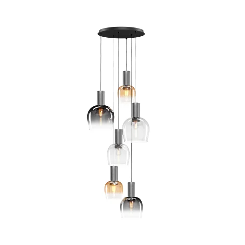Светильник подвесной Smart Casual MOD414PL-06B Maytoni разноцветный серый на 6 ламп, основание чёрное в стиле современный каскад