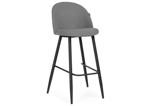 Барный стул Сондре темно-серый / черный 464890 Woodville, серый/велюр, ножки/металл/чёрный, размеры - ****500*600
