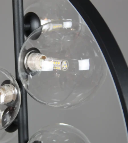 Светильник подвесной Иона 09408-5A,19 Kink Light прозрачный 5 ламп, основание чёрное в стиле современный лофт молекула шар фото 2