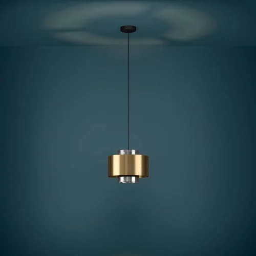 Светильник подвесной Duglia 390066 Eglo золотой прозрачный 1 лампа, основание чёрное в стиле современный  фото 2