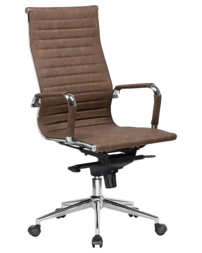 Офисное кресло для руководителей 101F-LMR CLARK, цвет коричневый лофт №320 Dobrin, коричневый/экокожа, ножки/металл/хром, размеры - 1090*1150***680*680 фото 2