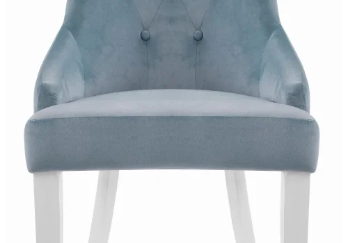 Деревянный стул Elegance white / blue 11586 Woodville, голубой/велюр, ножки/дерево/белый, размеры - ****520*580 фото 4
