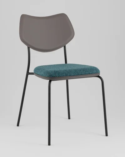 Стул обеденный Casey, темно-бирюзовый, с серой экокожей УТ000039575 Stool Group, бирюзовый/экокожа рогожка, ножки/металл/чёрный, размеры - *****
