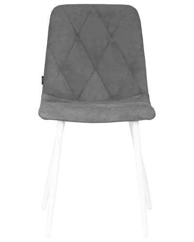 Стул обеденный 006 DOBRIN CHILLY ROMBO, цвет сиденья серый Simple 33, цвет основания белый Dobrin, серый/велюр, ножки/металл/белый, размеры - ****460*550 фото 6