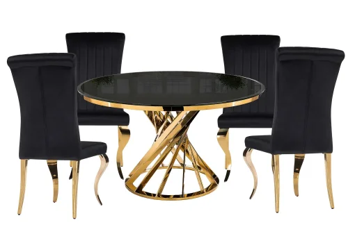 Обеденная группа Эрмина black / gold 599482 Woodville на 1 , основание в стиле современный скандинавский 