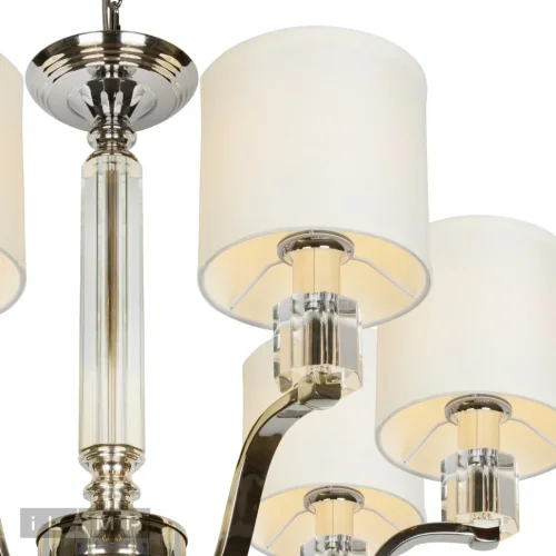 Люстра подвесная Miami P2337-6 nic iLamp бежевая на 6 ламп, основание никель в стиле современный американский фото 4