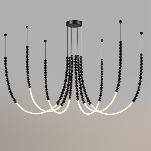 Люстра подвесная LED Monella 7149/70L Odeon Light чёрная на 6 ламп, основание чёрное в стиле современный классический паук бусы фото 4