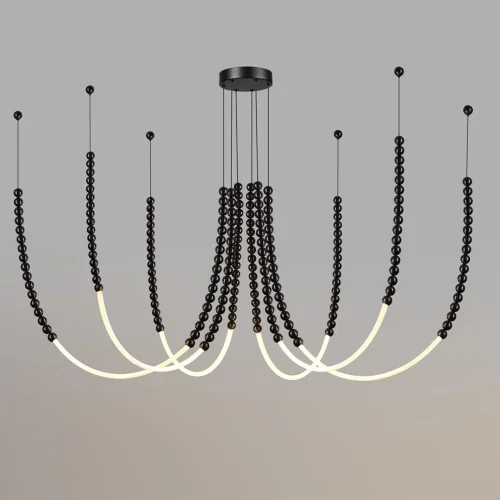 Люстра подвесная Monella 7149/70L Odeon Light чёрная на 6 ламп, основание чёрное в стиле классический современный паук бусы фото 4