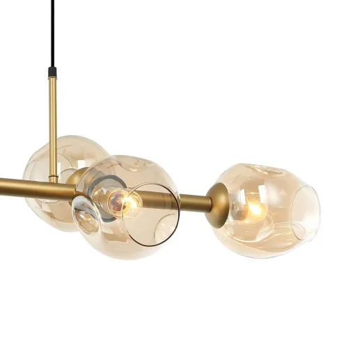 Люстра подвесная Traube 2362-6P Favourite янтарная на 6 ламп, основание золотое в стиле современный шар фото 2