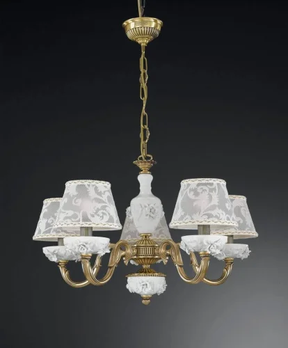 Люстра подвесная  L 9001/5 Reccagni Angelo белая на 5 ламп, основание античное бронза в стиле классический 
