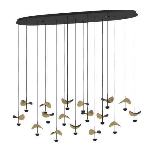 Светильник подвесной LED DIMM Dracera 390343 Eglo чёрный золотой на 17 ламп, основание чёрное в стиле современный флористика каскад