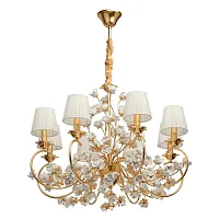 Люстра подвесная Сицилия 282012008 Chiaro белая на 8 ламп, основание золотое в стиле флористика классический 
