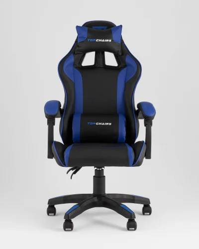 Кресло спортивное TopChairs Shadow, черно-синий УТ000039466 Stool Group, чёрный синий/экокожа, ножки/пластик/чёрный, размеры - *1270**** фото 2