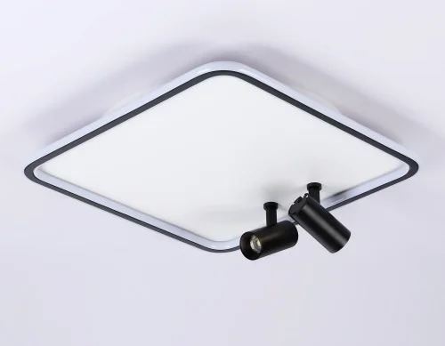 Светильник потолочный LED с пультом FL5115 Ambrella light белый чёрный 1 лампа, основание белое в стиле современный хай-тек квадраты фото 7