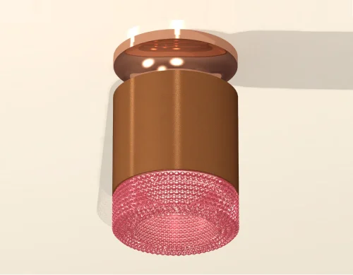 Светильник накладной Techno spot XS7404142 Ambrella light розовый коричневый 1 лампа, основание золотое в стиле современный хай-тек круглый фото 2
