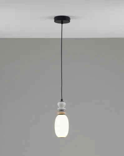 Светильник подвесной LED Glaze V11699-PL Moderli белый на 1 лампу, основание чёрное в стиле современный фото 2